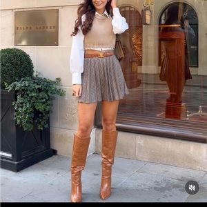 Mango Pleated Check Mini Skirt Size 8